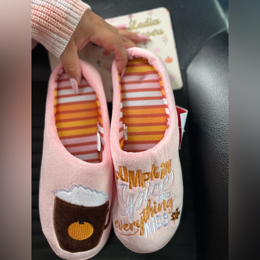 Pumpkin Spice and Everything Nice Pink Slippers